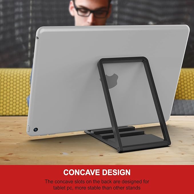 Punkcase Universal Magnetic Desk Stand for Phones Tablets and E-Readers | Compact &amp Sturdy Metal Design | 360 Degree Foldable | Works with All Devices up to 11 inches [Black]