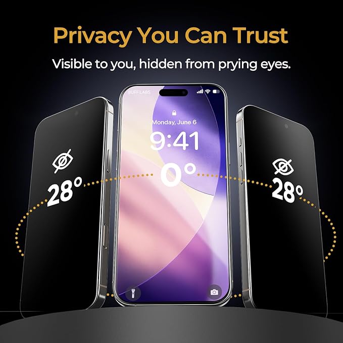 2-Pack Privacy Screen Protector for iPhone Air [6.5”] Anti-Spy Tempered Glass with Auto-Alignment Kit - Confidential Filter Bubble-Free Case-Friendly