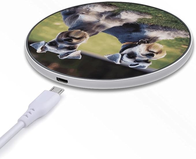 Adult Schnauzer Dogs Wireless Charger Fast Wireless Charging Pad with USB Cable 10W Anti-Slip Magnetic Wireless Charger Portable Slim Charger Puck Travel Charging Station