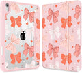 Case for iPad 11 inch A16 2025 Generation 11th / iPad 10.9 inch 2022 10th Gen Buit in Pencil Holder with Shockproof Cover Clear Transparent Back Shell Auto Wake/Sleep Bows SD146