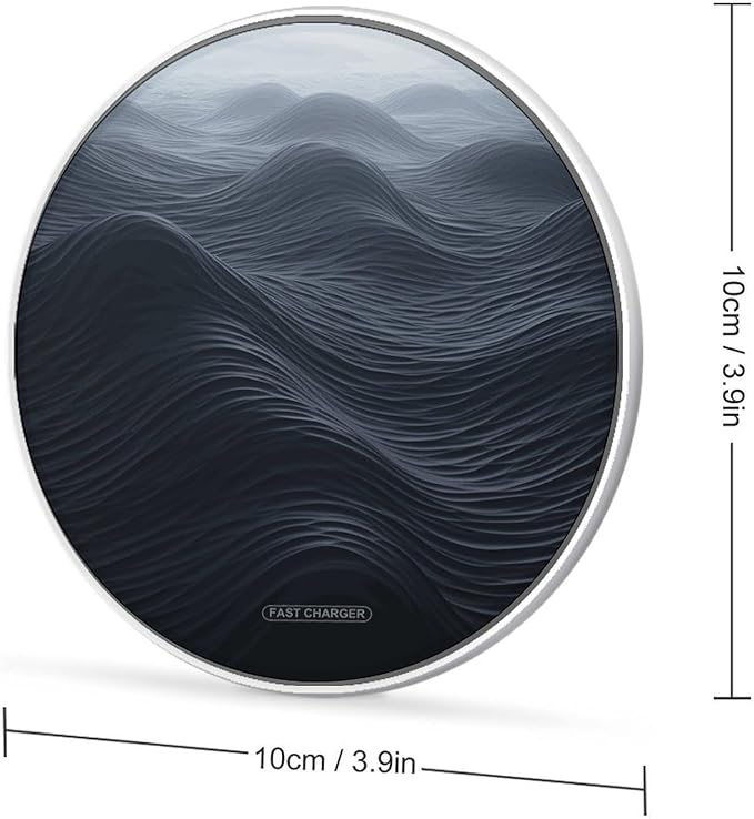 Deep Black Waves Wireless Charger Fast Wireless Charging Pad with USB Cable 10W Anti-Slip Magnetic Wireless Charger Portable Slim Charger Puck Travel Charging Station
