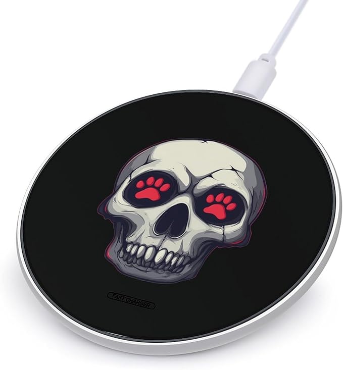 Skull Paw Print Wireless Charger Anti-Slip Wireless Charging Pad Slim Charger Mat for Men Women