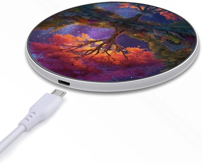 Spaces Galaxy Tree Landscape Fast Portable Charger 10W Funny Graphic Phone Charging Pad with USB Cable