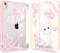 Case for iPad 11 inch A16 2025 Generation 11th / iPad 10.9 inch 2022 10th Gen Buit in Pencil Holder with Shockproof Cover Clear Transparent Back Shell Auto Wake/Sleep Ribbon Bow Kitten