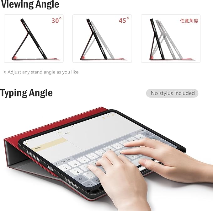 Antbox for iPad Pro 11 Inch Case M5 2025/M4 2024 Built-in Pencil Holder Fully Supports Pencil Pro/USB-C Auto Sleep/Wake Function Vegan Leather (Red)