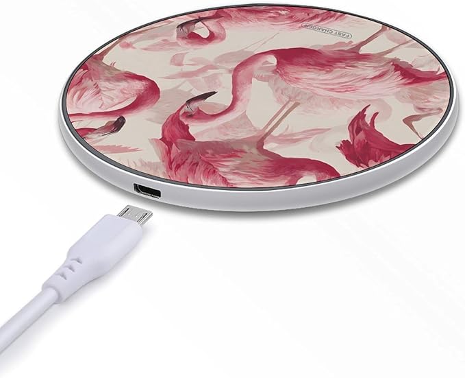 Flamingos Standing Fast Portable Charger 10W Funny Graphic Phone Charging Pad with USB Cable