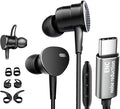 Wired Headphones Deep Bass Noise-Canceling Clear CallsMulti-Purpose In-Ear Stereo Bass Wired Earbuds with Mic Noise Reduction Compatible with iPhone 17 Pro 16 15 Android Tablets (USB C plug)