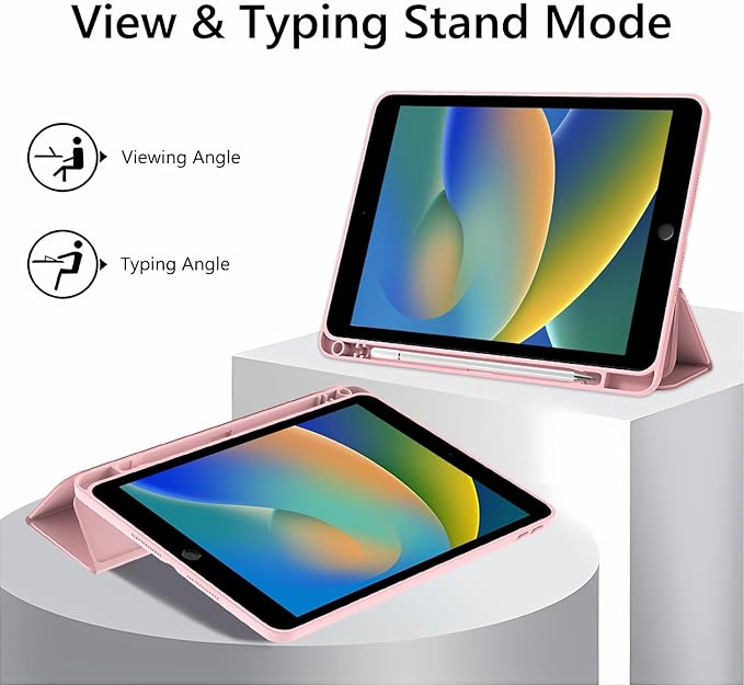 Lovely Rabbit Case for iPad Air 11 M3(2025)/ M2(2024)iPad Air 5th(2022)/ 4th (2020) Gen 10.9 Clear Hard Back Hybrid Casewith Pencil Holder Trifold Stand Tablet Cover for Women