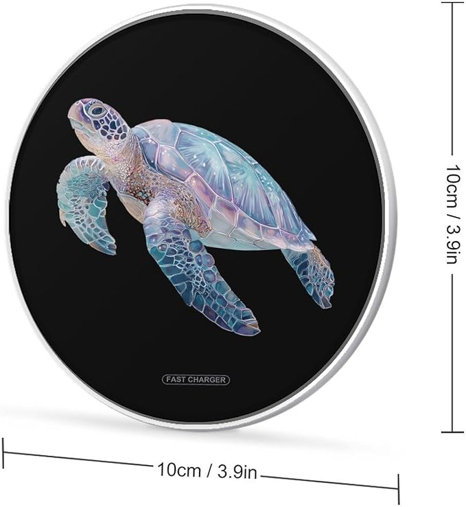Turtle Gradient Colors Fast Portable Charger 10W Funny Graphic Phone Charging Pad with USB Cable