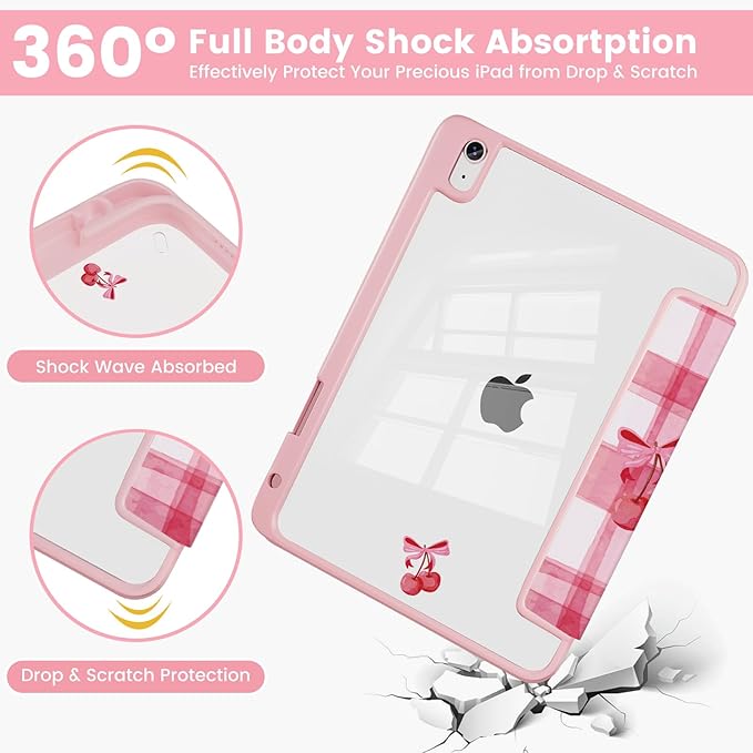Case Compatible with iPad (A16) 11th Generation 11 Inch 2025/10th Generation 10.9 Inch 2022 Shockproof Hybrid Slim Stand Cover with Clear Back Shell &amp Pencil Holder Auto Wake/Sleep Z001