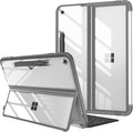Fintie Hard Case for Microsoft Surface Pro 12 Inch 1st Edition (2025) - Shockproof Folio Rugged Cover with Clear Transparent Back Shell Compatible with Type Cover Keyboard (Gray)
