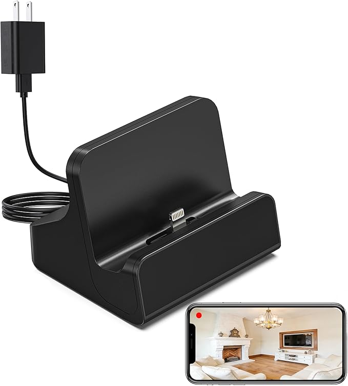 LIZVIE Phone Charger Dock 2K Pixels Wireless iOS 170° Angle Lens - Night Vision/Motion Detection Alarm/App Control/SD Storage for Home Security Indoor.