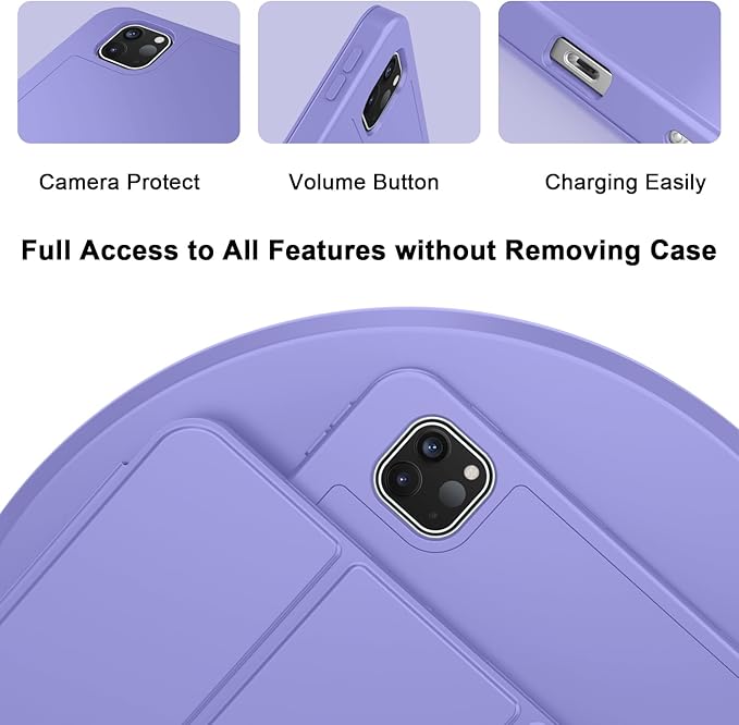 ZryXal iPad Pro 11 Inch Case (M5) 2025/ (M4) 2024 (Model: A2836/A2837/A3006) Trifold Stand Smart Cover with Pencil Holder and Soft TPU Back Auto Wake/Sleep (Slate Blue)