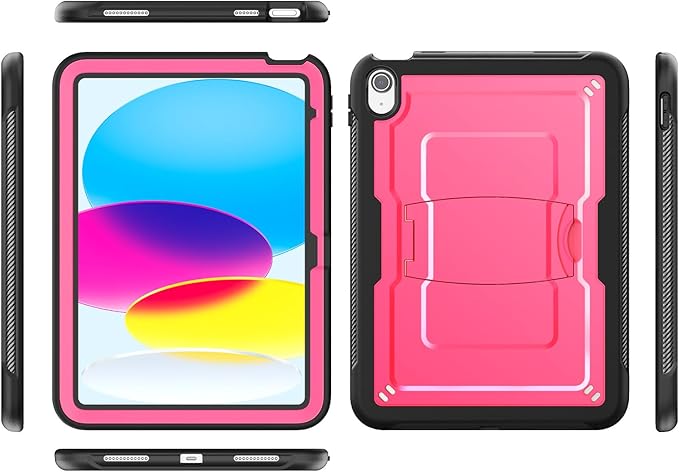 SEYMAC stock Case for iPad (A16) 11th/10th Generation 11''/10.9'' 2025/2022 with Built-in Screen Protector Shoulder Strap Built-in Kickstand Rugged Full Body Shockproof Protective Case Pink