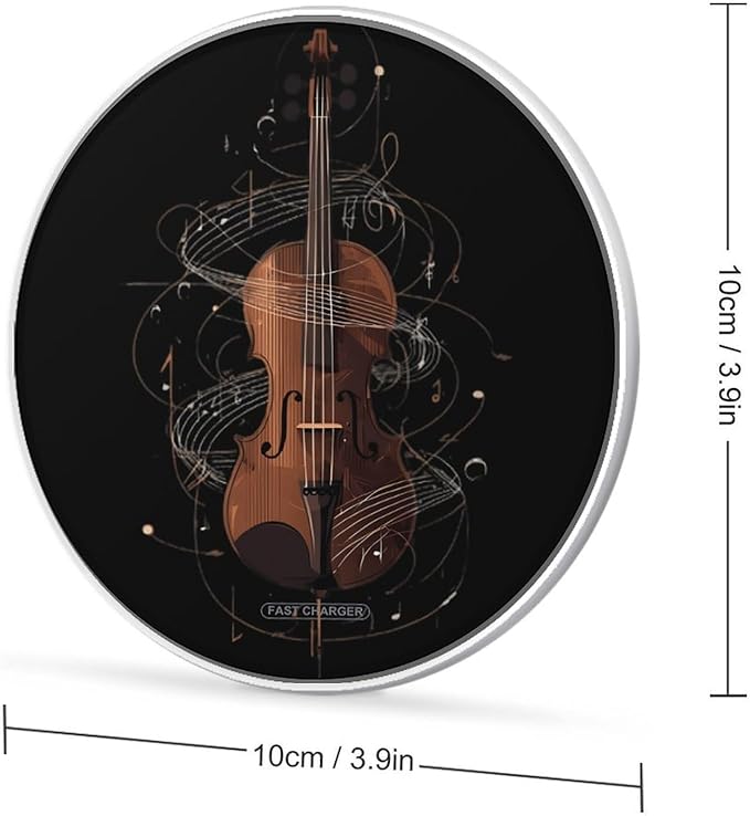 Violin Music Notes Fast Portable Charger 10W Funny Graphic Phone Charging Pad with USB Cable