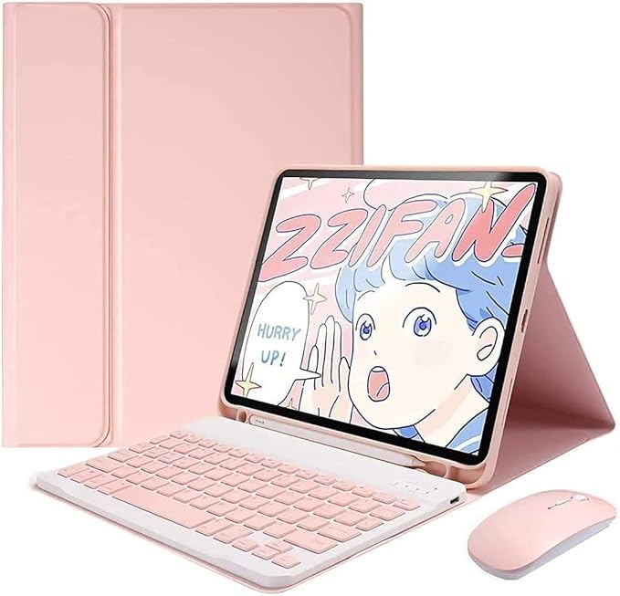 Galaxy Tab A7 Lite 8.7 Inch Case with Keyboard and Mouse Combo Detachable Magnetic Keyboard+Mouse+Slim Cover for Samsung Tab A7 Lite 8.7 Model (SM-T220/T225/T227) (Pink)