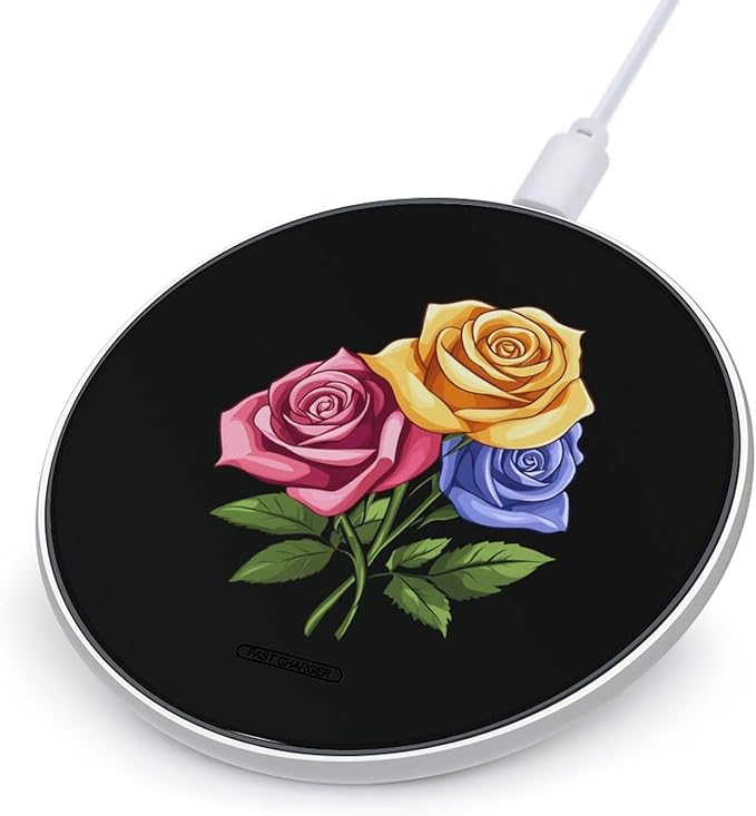Roses Flower Floral Wireless Charger Anti-Slip Wireless Charging Pad Slim Charger Mat for Men Women