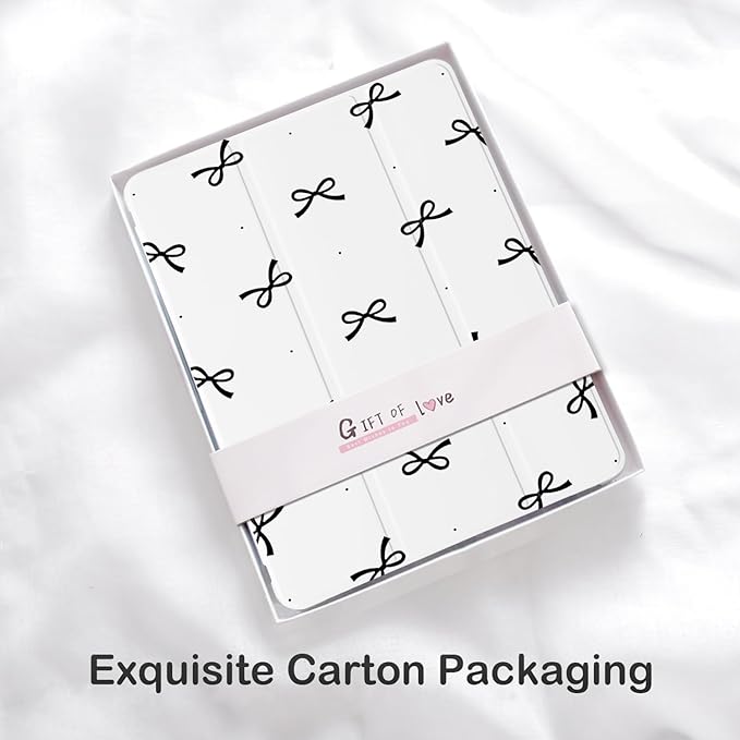 Cute Black Bow Kawaii for iPad Pro 11 Inch Case 4th/3rd/2nd Generation 2022/2021/2020 with Pencil Holder Auto Sleep/Wake White Leather Soft TPU Back Cover