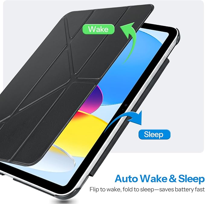 SPARIN Magnetic Case for iPad A16 11th/10th Gen (2025/2022) Origami Stand Cover with Auto Sleep/Wake Multi-Angle Viewing Hidden Pencil Holder Ultra Slim Lightweight &amp Stable on Sofa/Bed - Blac