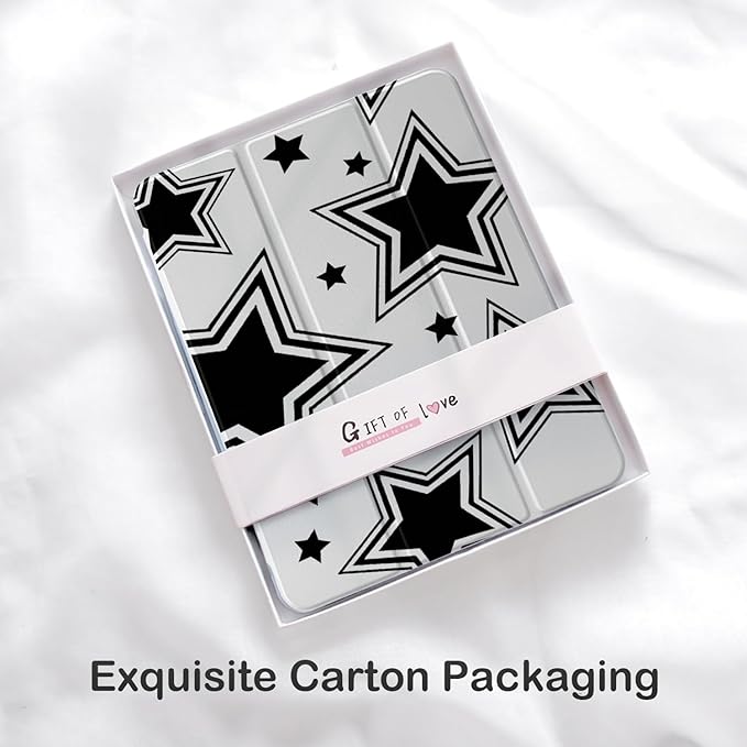 Cute Y2K Star for iPad Pro 11 Inch Case (M5/M4) 2025/2024 with Pencil Holder Auto Sleep/Wake Grey Leather Clear Acrylic Back Cover