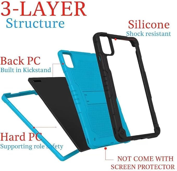 for TCL TAB 10 NXTPAPER 5G 10.4 Inch Tablet case Hybrid Shockproof Silicone Gel Protective Cover with Kickstand for TCL TAB 10 NXTPAPER 5G 10.4 Inch 2025 (9199S) (Black/Blue)