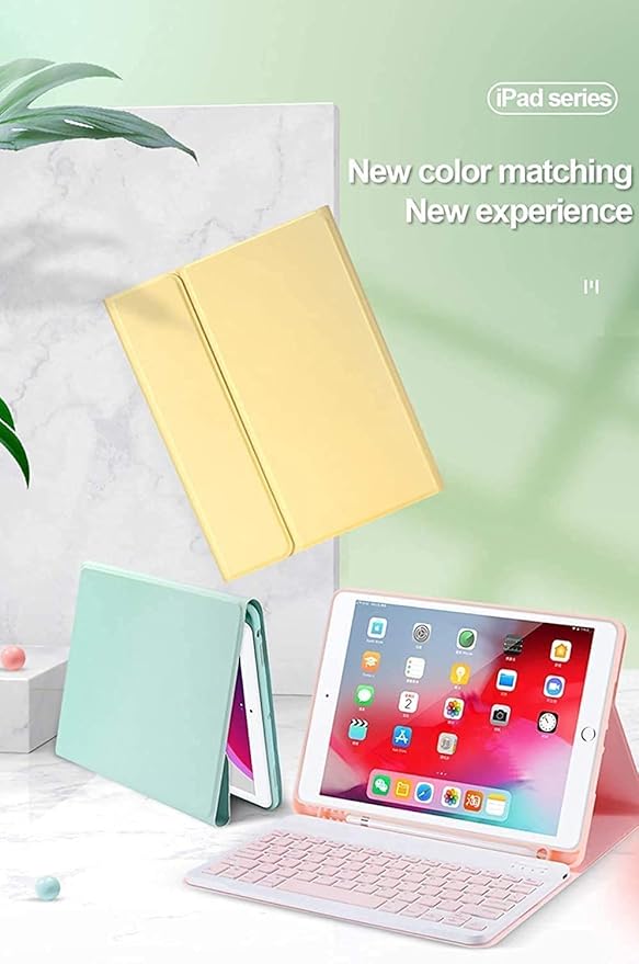 AnMengXinLing Keyboard Case for iPad mini 5 with Mouse Detachable Wireless Bluetooth Keyboard Pencil Holder Slim Leather Smart Cover for iPad mini 5th Gen 2019 Yellow