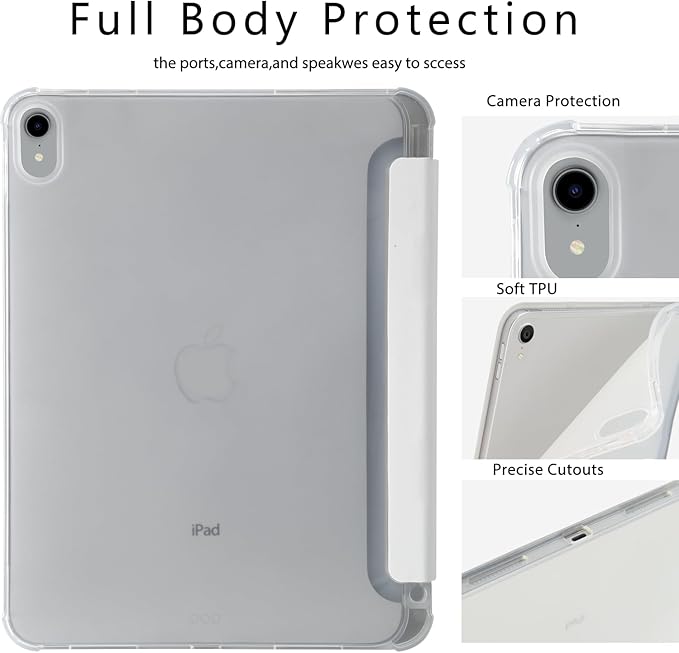Cute Rabbit Floral Bow for iPad 6th/5th Gen Case 9.7 Inch (2018/2017)[Pencil Holder+Auto Sleep/Wake]Slim Stand Soft Leather TPU Back Smart CoverWhite