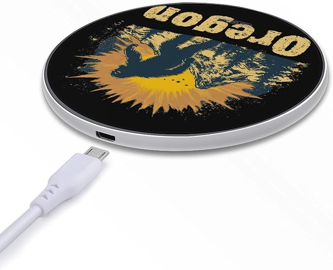 Oregon Bigfoot Mountains Vintage Phone Charger Magnetic Charging Pad Anti-Slip with USB Cable