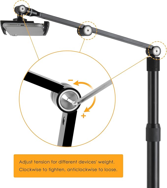 Viozon Tablet Phone Overhead Stand Height &amp 360 Degree Angle Adjustable Aluminum Desktop Stand Compatible with 3.5-11 Cellphone or Tablet Such as iPhone iPad Pro Air Mini Samsung Nexus(AP-4P