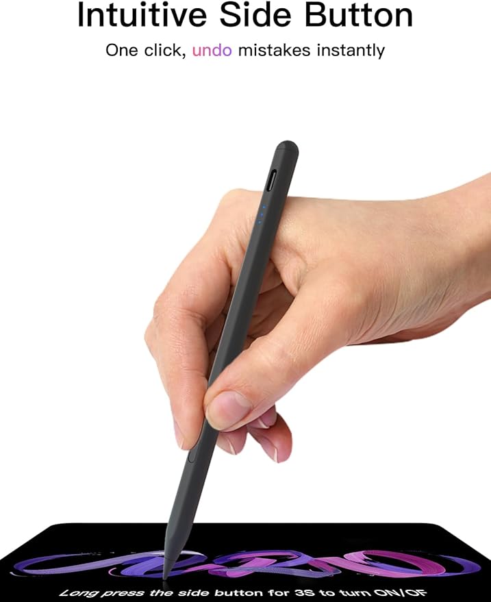 Stylus Pen for ipad 2018-2026 USB-C Fast Charging Pencil Pixel-Perfect Tilt Sensitivity for iPad 11/10/9/8/7/6/A16 iPad mini 7/6/5 iPad Air M4/3/2 11/13/5/4/3 iPad Pro M5/4 13/12.9″/11″ Black