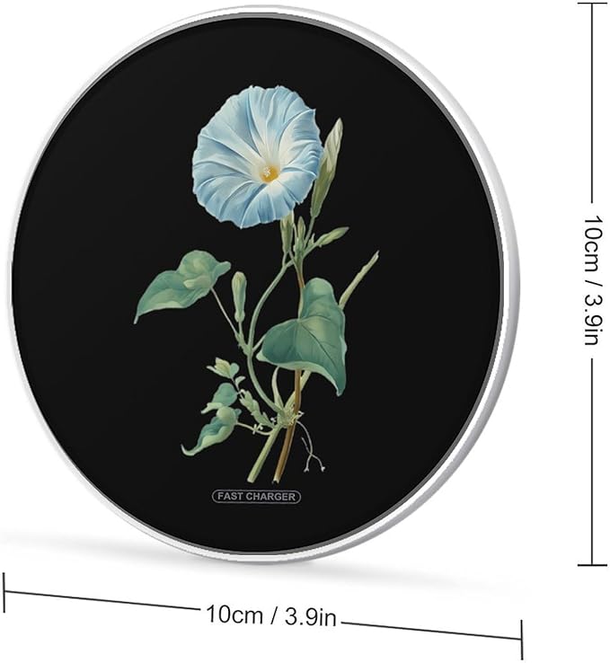Morning Glory Plant Fast Portable Charger 10W Funny Graphic Phone Charging Pad with USB Cable