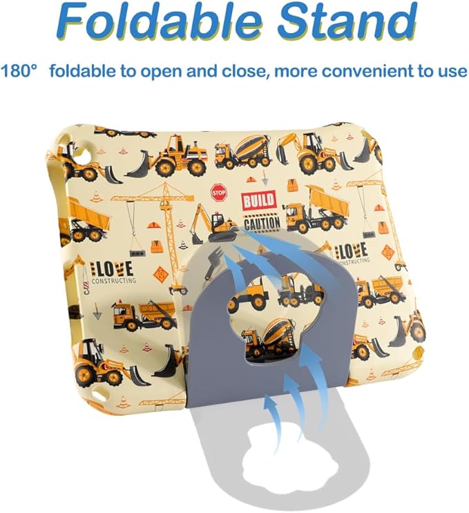 Fire HD 10 Kids Tablet Case for Kids Boy GirlFire HD 10 Plus 10.1 11th 13th Generation 2023 2021 Excavator Light EVA Foam Shockproof Kid-Proof Kid-Friendly Case with Stand Handle (Yellow)
