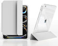 Slim Leather Case for iPad 9th/8th/7th Generation 2021/2020/2019(10.2 inch) Case with Pencil Holder Slide Detachable Magnetic Trifold Stand Shockproof Protective Cute Clear Back Cover (Grey)