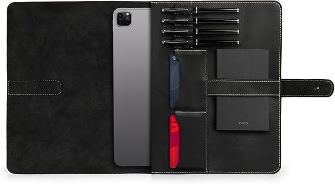 Londo Genuine Leather Tablet Cover – iPad Pro 12.9 Case with Two Card Slots &amp Leather Pen/Apple Pencil Holders