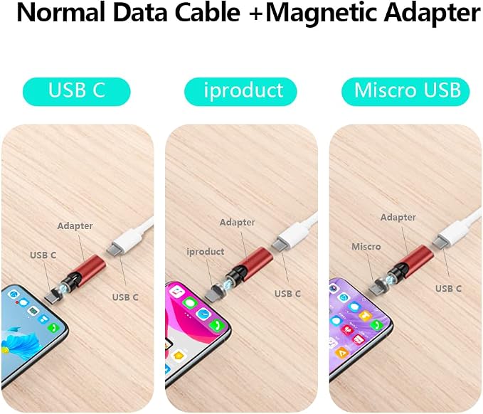 usb c magnetic adapter 540 rotate red 2pack