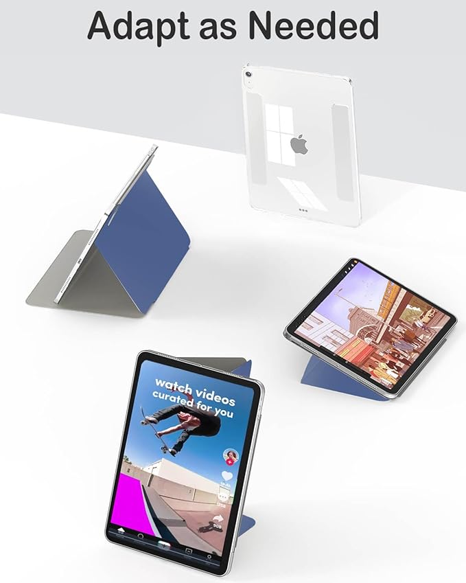 Feams V Fold Case for iPad (A16) 11th Generation 11 Inch 2025 iPad 10th Generation 10.9 Inch 2022 V-Shaped Standing Magnetic Detachable Clear Back Case with Portrait Mode &amp Auto Sleep Navy Blue