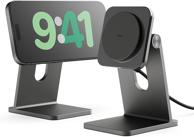 elago Qi2 Wireless Charging Stand for MagSafe Devices Qi2 Certified 15W Ultra-Fast Strong Magnet Adjustable Tilt Non-Slip Design for iPhone (Black)