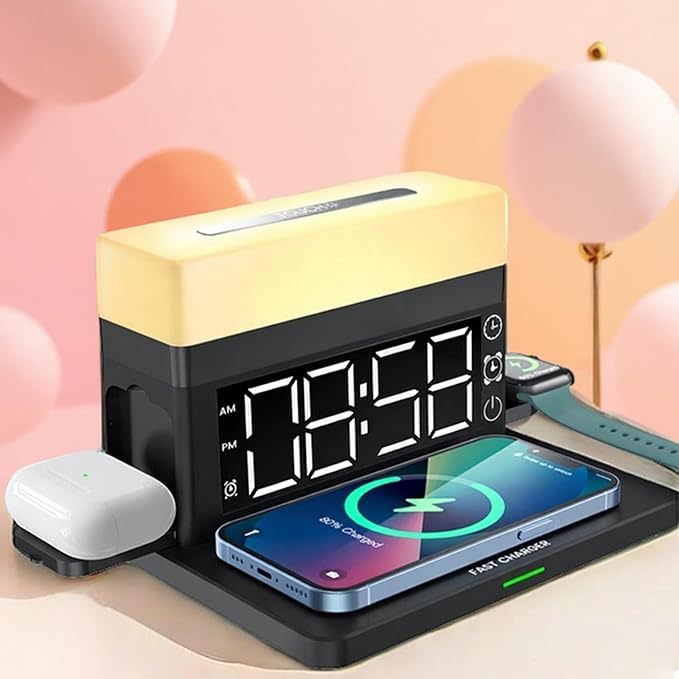 Wireless Charger Alarm Clockn65 Black