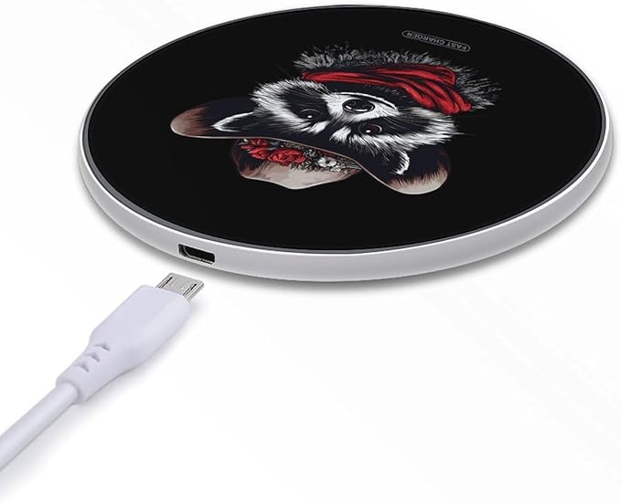 Funny Raccoon Wireless Charger Anti-Slip Wireless Charging Pad Slim Charger Mat for Men Women