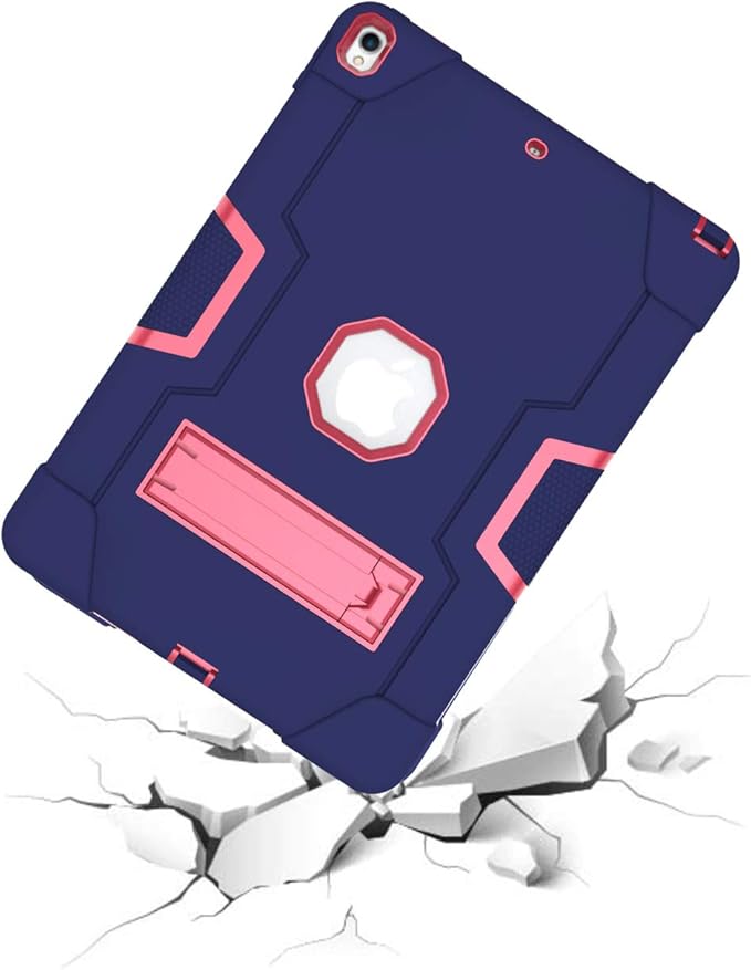 Jaorty 3 in 1 Hybrid Case for iPad Air 3 10.5 &amp iPad Pro 10.5 - Heavy Duty Rugged Stand Shockproof Anti-Slip Anti-Scratch Blue/Rose Red