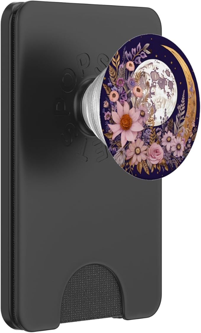 Boho Moon and Wildflowers PopSockets PopWallet for MagSafe