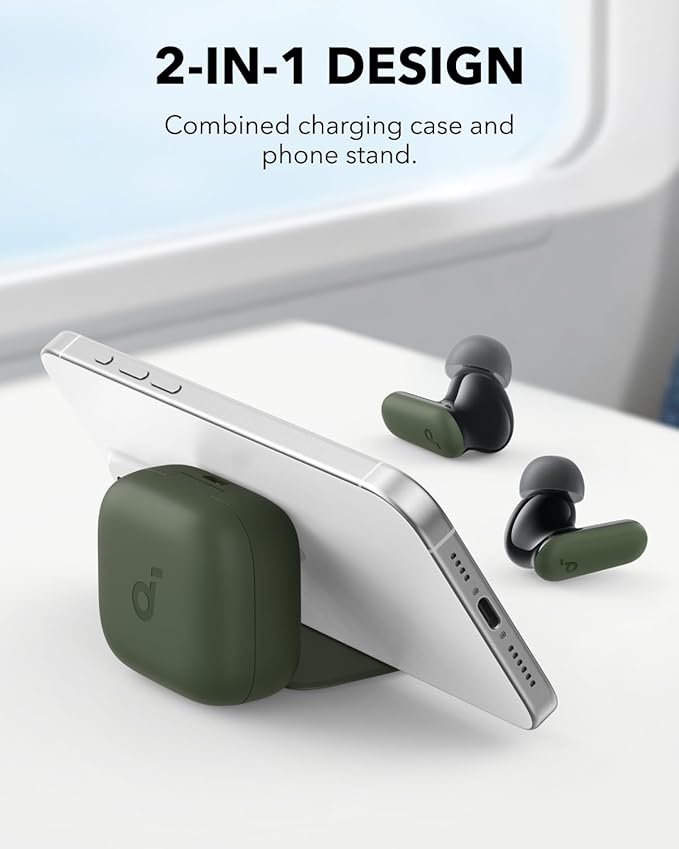 Soundcore P30i by Anker Noise Cancelling Earbuds Strong and Smart Noise Cancelling Powerful Bass 45H Playtime 2-in-1 Case and Phone Stand IP54 Wireless Earbuds Bluetooth 5.4 (Green)