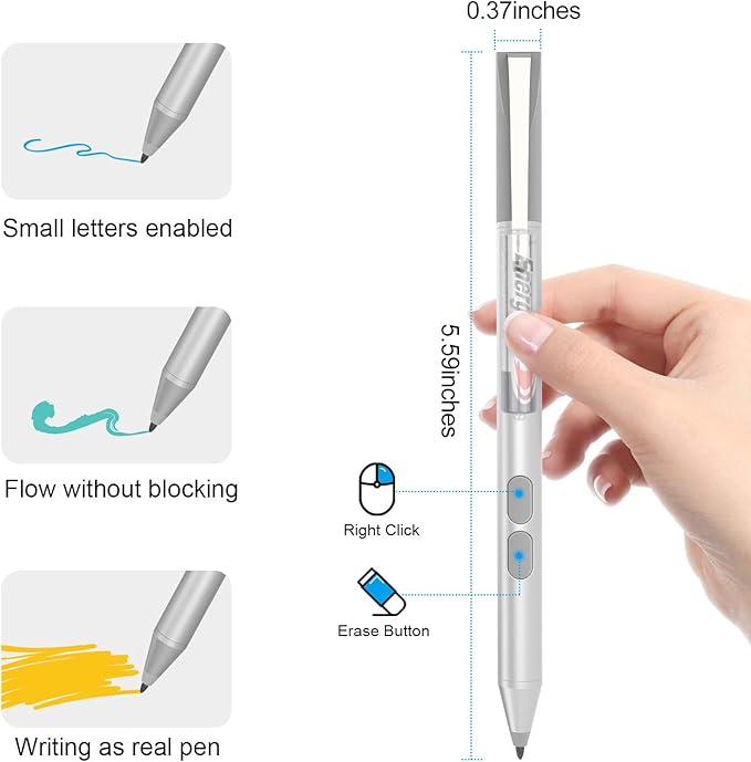 Pen for HP Omnibook Digital Stylus Pen for HP Envy Pavilion Spectre x360 Touchscreen Laptop with MPP 1.51 Palm Rejection 1024 Pressure 2500H Working Time 2 Button