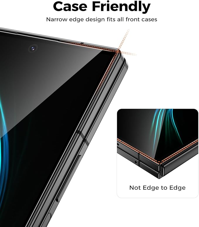 BENKS GlassWarrior AR Screen Protector for Samsung Galaxy Z Fold 7 Anti-Reflective Tempered Glass Screen Protector [Case Friendly] Anti Scratch Bubble Free