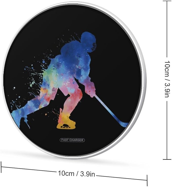 Watercolor Ice Hockeys Player Phone Charger Magnetic Charging Pad Anti-Slip with USB Cable