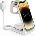 Wireless Charging Station for Apple - 3 in 1 Wireless Charger Stand Dock Watch and Phone Charger Station for Apple Watch 11/8/7/SE/6/5/4/3/2 iPhone 17 16-12 Pro Max SE XS X Samsung AirPods Pro/3/2