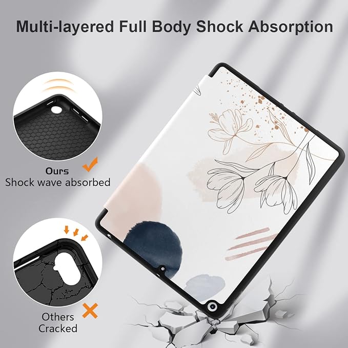 DONGKE Case Compatible with iPad 10.2 Inch 2021 2020 2019 iPad 9th/8th/7th Generation with Pencil Holder Slim Stand Protective Case with Soft TPU Back Auto Sleep/Wake Cover Abstract Flowers