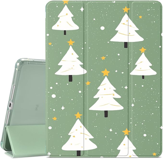 Cute Christmas Tree Case for iPad Air 13-inch (M3) 2025/ (M2) 2024Girly Protective CasePencil Holder &amp Clear Transparent Soft TPU Back &amp Trifold Smart Tablet Green Cover for Girls Women