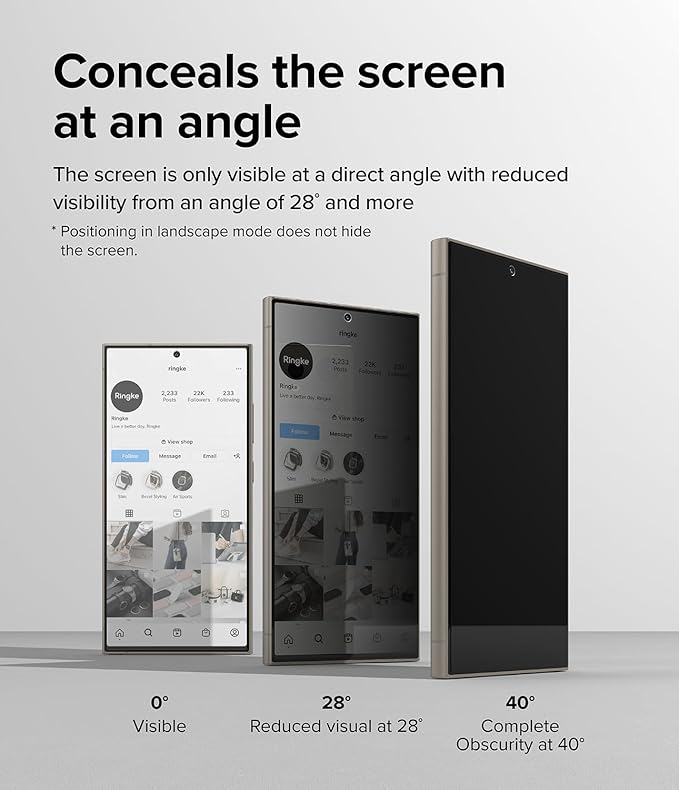 Ringke Easy Slide Privacy Tempered Glass [Anti Spy] Compatible with Samsung Galaxy S24 Ultra Screen Protector Easy to Install Case Friendly Privacy Screen Protector - 2 Pack