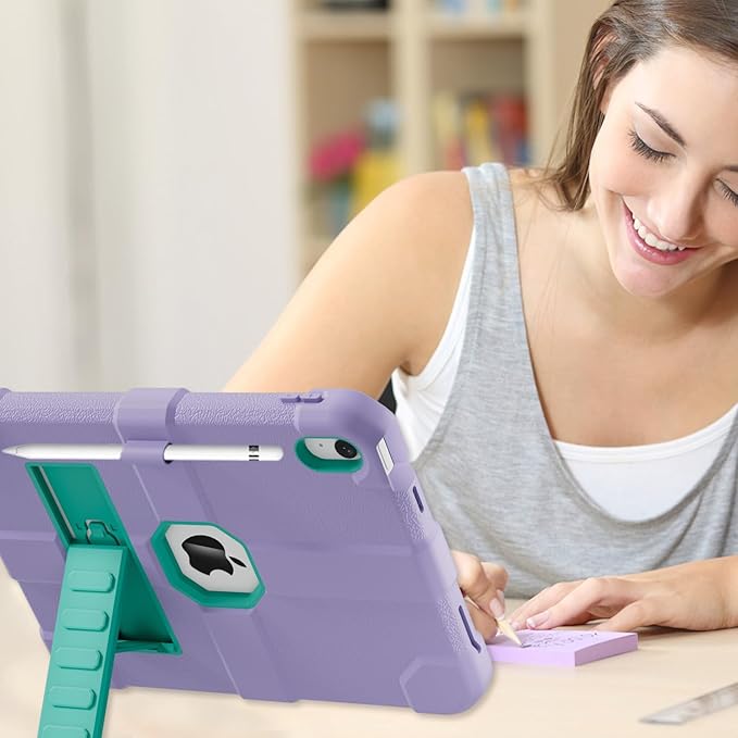 Case for iPad (A16) 11th Generation 11 Inch 2025 / iPad 10th Generation 10.9 Inch 2022 Rugged Heavy Duty Protective Cover [Built-in Pencil Holder ] for iPad 11/10 Gen (Lightpurple)